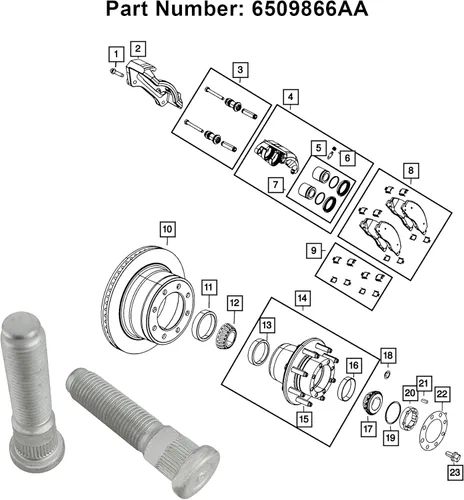 Vista 5 de Tornillo de rueda para Dodge Ram 2500 3500 2012 2013 2014 2015 2016 2017 2018 2019, 8 piezas 6509866AA pernos de rueda delantera o trasera