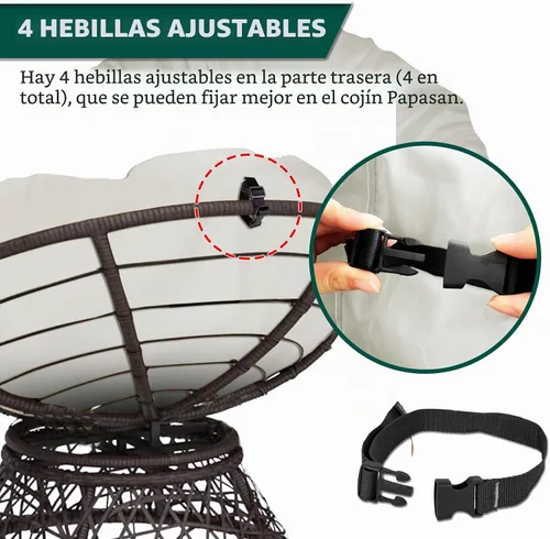 Vista 3 de Funda de cojín Papasan para exteriores solo para 40 a 50 Beige