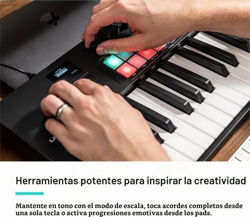 Vista 10 de Novation Launchkey 25 MK4 - Controlador de teclado compacto de 25 teclas, USB, MIDI con integración DAW. Modo acorde, modo de escala, 8 almohadillas