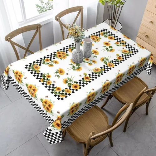 Vista 9 de Mantel rectangular de vaca, mantel de cuadros en estilo rústico, lavable, para decoración de cocina y comedor, 60x90 pulgadas