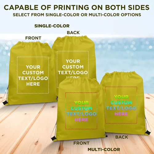 Vista 13 de DISCOUNT PROMOS Juego de mochilas con cordón no tejidas personalizadas de 10/50/100, paquete personalizado a granel