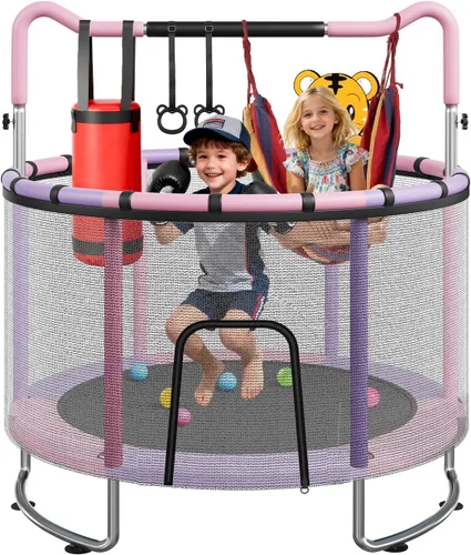 Vista 9 de LotFun Trampolín para niños, trampolín con red Azul