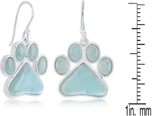 Vista 20 de Beaux Bijoux Aretes de plata de ley azul larimar para mujer, joyería natural de larimar, diseño de animales marinos, pez de pulpo de tortuga