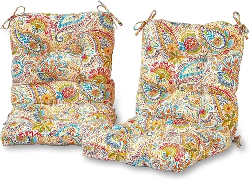 Vista 58 de Cojines para silla de exterior con bisagras, diseño de una sola pieza, cojín reversible para asiento y respaldo de patio con lazos, tela de Aloha