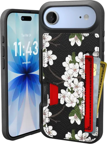 Vista 9 de Smartish Funda tipo cartera para iPhone 11 Pro - Wallet Slayer Vol. 2 [soporte protector delgado] tarjetero (seda) - Black Tie Affair