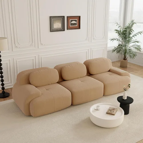 Vista 35 de Sofás modulares sin hueso de 152.8 pulgadas para sala de estar, sofá modular con diván en forma de L, cómodo asiento profundo tapizado de tela