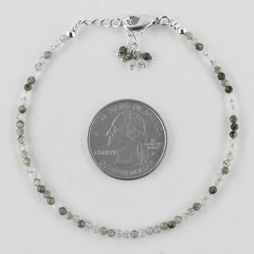Vista 35 de Natural Gemstone Micro Round Beads Dainty Choker Bangle Bracelet, Handmade Jewelry for Women, Healing Chakra Crystals Silver Plated Chain 8 inch