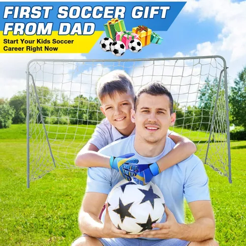 Vista 6 de Jalunth Guantes de Portero de Fútbol para Niños y Jóvenes, Guantes de Guardameta Jugador de Campo para Niños y Niñas, Palma de Látex Antideslizante