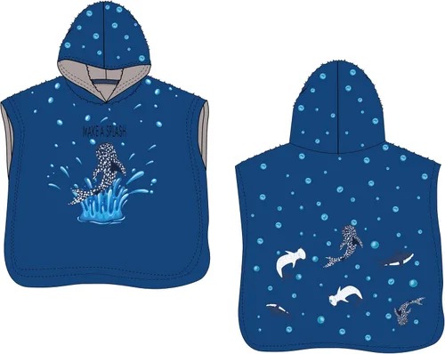 Vista 10 de Toalla de poncho de playa con capucha para niños, 100% algodón turco en el interior y microfibra de secado rápido en el exterior - Suave