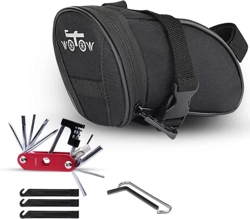 Vista 7 de WOTOW Kit de herramientas de reparación de bicicletas y bolsa de sillín de bicicleta, herramienta de cadena de bicicleta 14 en 1, llave hexagonal