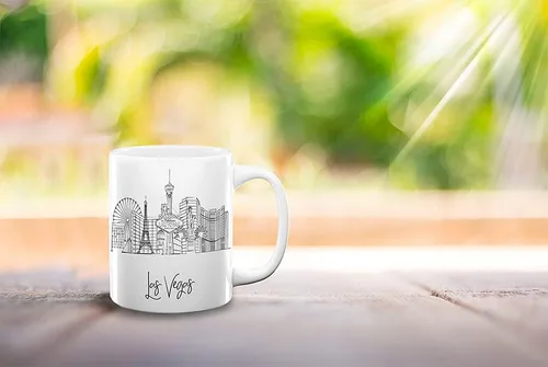 Vista 8 de TJ Originals - Taza de café Las Vegas Nevada, regalo de taza de café de recuerdo de viaje turístico, taza de cerámica Skyline de 11 oz, taza