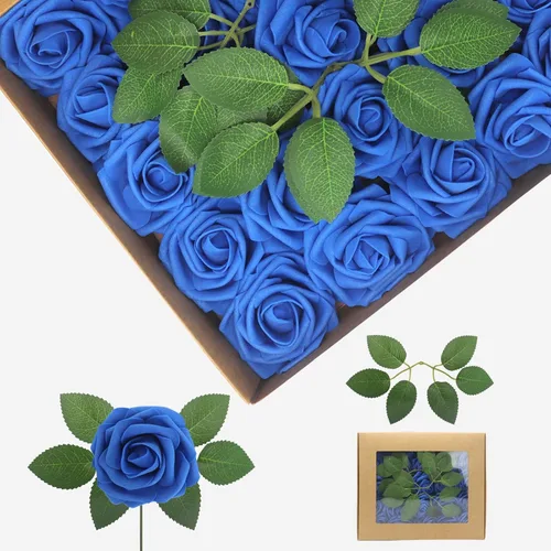 Vista 36 de Flores artificiales, rosas falsas de espuma de aspecto real, combo de flores artificiales de boda para ramos de boda, centros de mesa, arreglos