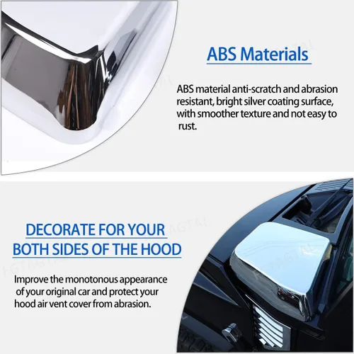 Vista 3 de Cubierta de ventilación lateral para campana de entrada de aire compatible con Hummer H2 2003-2009, accesorios de protección de moldura ABS, 2 Plata