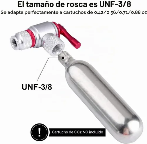 Vista 2 de Inflador de neumáticos de bicicleta de CO2, rápido y fácil Presta y válvula Schrader compatible con la bomba de bicicleta para bicicletas