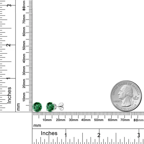Vista 126 de Gem Stone King Aretes de plata de ley 925 con piedra natal redonda de 0.276 in para mujer
