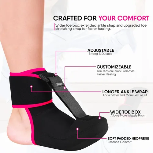Vista 2 de Wixen - Férula nocturna para fascitis plantar para alivio rápido de fascitis plantar para hombres y mujeres, férula nocturna ajustable para fascitis