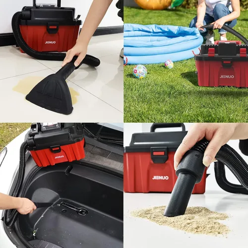 Vista 5 de Aspiradora inalámbrica en seco y húmedo, aspiradora inalámbrica de 20 V y 2.5 galones, aspiradora portátil con succión ajustable sin escobillas