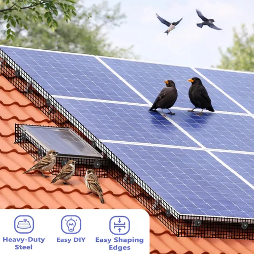 Vista 2 de PROLEE Protector de Pájaros para Panel Solar de 6 Pulgadas X 100 Pies, Protector Contra Bichos Antioxidante con 100 Clips Sujetadores, Malla