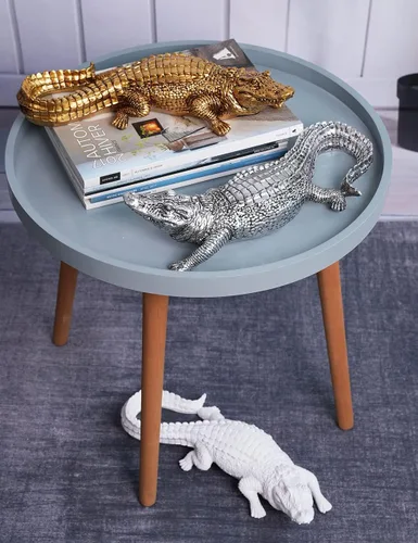 Vista 5 de HAUCOZE Estatua de animal de cocodrilo, estatua moderna para decoración del hogar, centro de mesa, regalo para sala de estar, comedor, dormitorio