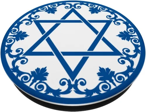 Vista 2 de Star of David Chai Magen David Israel Flag Judaísmo, kabbalah PopSockets intercambiables PopGrip
