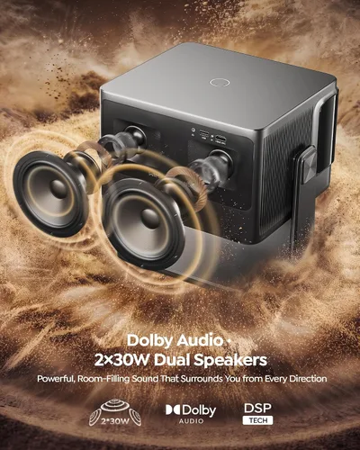 Vista 7 de Proyector para exteriores 4K [VIDAA Live TV/56W Dolby/1450 ISO] con WiFi6 y Bluetooth, proyector inteligente compatible con Netflix, control de voz