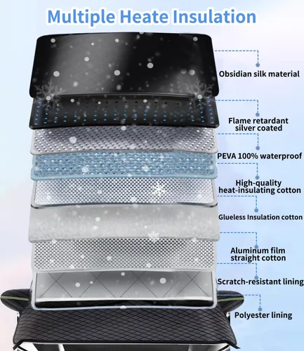 Vista 6 de Ajuste personalizado para cubiertas de nieve para parabrisas Land Rover, 8 capas de protección resistente al viento, protección contra heladas