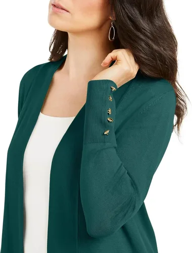 Vista 3 de JM Collection Cárdigan abierto para mujer color verde talla XXL forro polar verde con licencia oficial de star wars silent one crew XXL