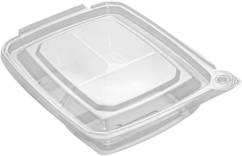 Vista 2 de Restaurantware Tamper Tek - Recipientes rectangulares para llevar de 11 onzas, 100 recipientes duraderos de plástico transparente congelable a