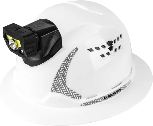 Vista 14 de GREEN DEVIL Casco de Construcción Matrix de ala completa con luz frontal, Casco de seguridad ventilado aprobado por OSHA para trabajos de Negro