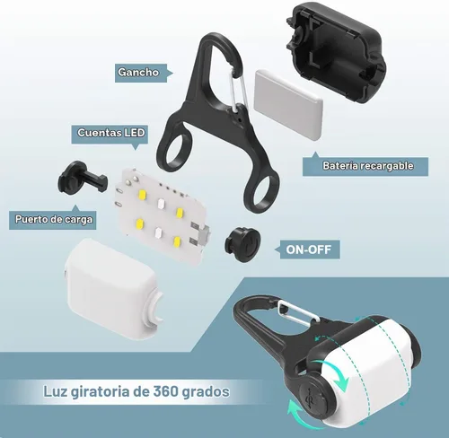 Vista 5 de Dog Lights for Night Walking, Clip on Dog Collar Light - 3 Modes, USB-C Rechargeable, IP65 Waterproof, LED Safety Light for Running, Camping