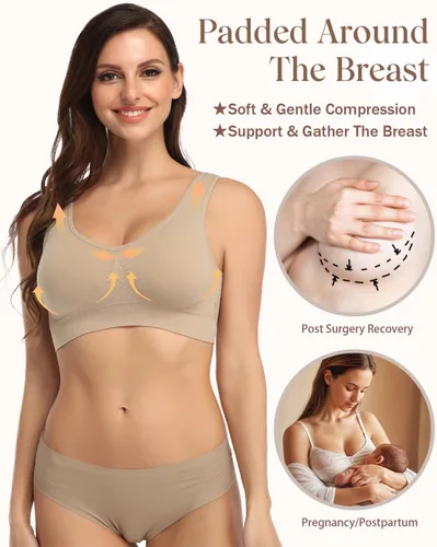 Vista 73 de Coobie Brasier sin costuras de cobertura completa para mujer con acolchado extraíble para mayor comodidad