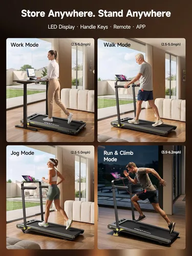 Vista 3 de YPOO Walking Pad Treadmill with Incline, 2-in-1 Under Desk Walking Pad with Foldable Handlebar, 0.5-6.2 MPH Portable Treadmill for Home Office, 2.5