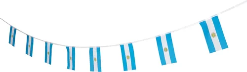 Vista 5 de Bandera argentina, bandera argentina, 100 pies/76 unidades, banderín nacional del mundo del país, suministros de decoración de fiesta, banderas