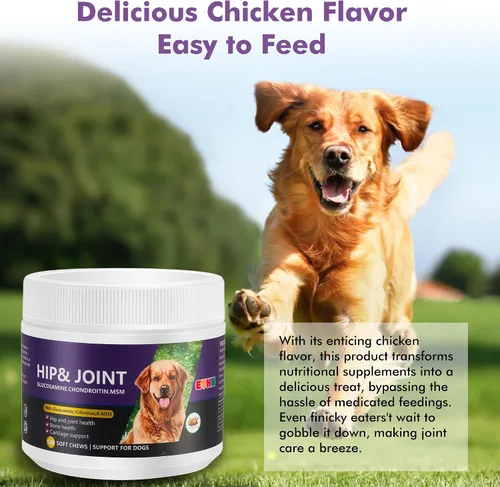 Vista 7 de Masticables de apoyo para cadera y articulaciones para perros, glucosamina condroitina MSM, 120