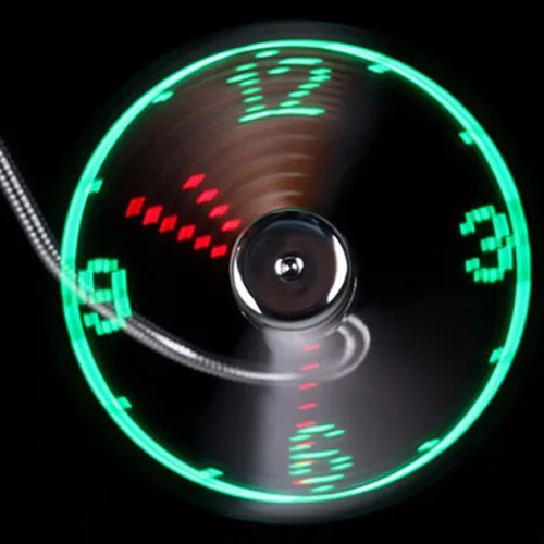 Vista 3 de Anysecu - Ventilador de reloj USB con luz LED de reloj en tiempo real - Cool Gadget (plata 1 unidad)