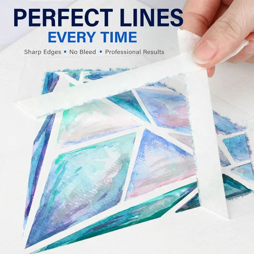Vista 3 de Paquete de 2 cintas de artista para papel de acuarela, cinta adhesiva de arte blanca para dibujo, pintura, lienzo, enmarcado, sin ácidos, 0.5