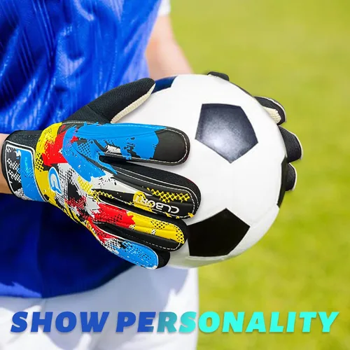 Vista 20 de Guantes de portero de fútbol para jóvenes y niños, guantes de portero con palmas de súper agarre, guantes de fútbol antideslizantes, protección