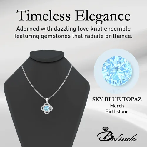 Vista 4 de Aretes de plata de ley 925 para mujer, con bonito nudo de amor, piedras preciosas brillantes a presión, collar colgante para colgar, hermoso juego