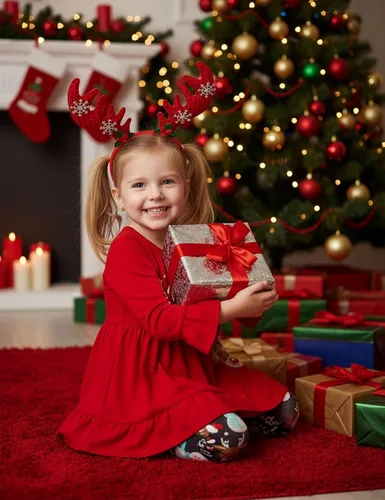 Vista 2 de Conjunto de 3 piezas de pantalones de Navidad para niñas pequeñas, diseño de ciervo y manga larga, regalos de Navidad para niñas