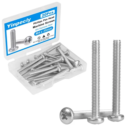 Vista 13 de 20 tornillos de máquina de cabeza plana M4 x 1.575 in acero