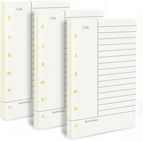 Vista 9 de Papel de repuesto para planificador mensual A6, sin fecha, 6 agujeros perforados, papel de relleno para oficina universitaria, 100gsm, 135 hojas/270