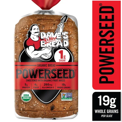 Vista 4 de Dave's Killer Bread Powerseed, Pan orgánico con semillas, 1g de azúcar por rebanada, pan de 25 onzas