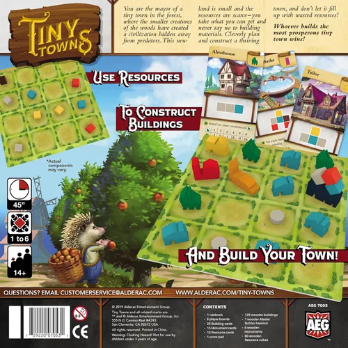 Vista 2 de AEG Tiny Towns Juego de mesa de estrategia abstracta galardonado Planifica y construye una ciudad próspera Puzzly City Building 1-6