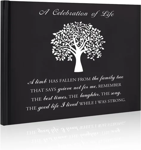 Vista 12 de SOITIS Libro de invitados funeral para servicio conmemorativo Celebración de la vida, libro de memoria con decoración, tapa dura, recuerdos