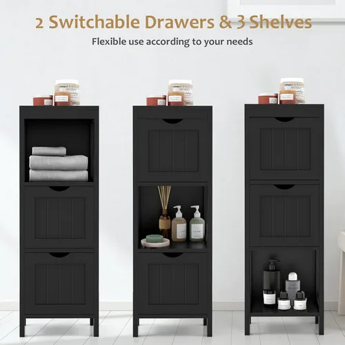 Vista 6 de Giantex Organizador de baño y armario de almacenamiento, soporte organizador de almacenamiento con 2 cajones extraíbles, dispositivo anti-caída