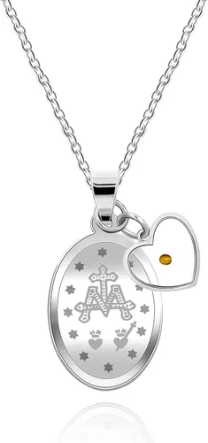 Vista 4 de NA Oval Virgin Mary Mustard Seed Christian Pendant Religion Necklace for Women and Girls Stainless Steel Prayer Faith Jewelry