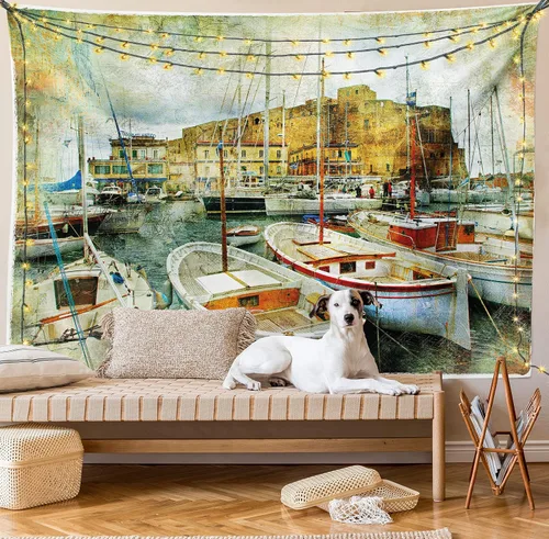 Vista 161 de Ambesonne Tapiz bohemio, diseño floral de bruja, luna y mariposa con adornos de mandala, decoración de tela para colgar en la pared para dormitorio