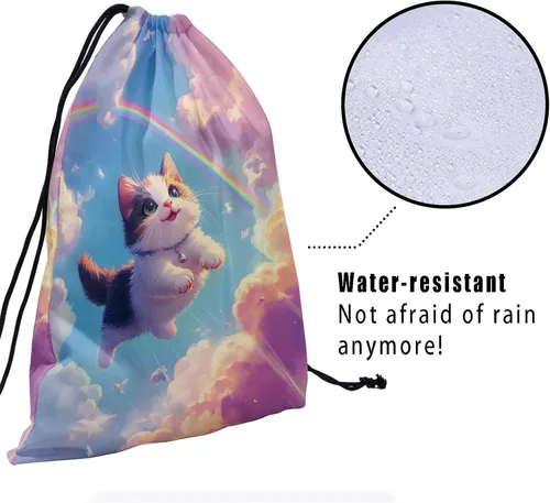 Vista 242 de Bolsa de agarre de gimnasia de piel de animal, bolsa de gimnasia con cordón ajustable, bolsa de cuerda para fauna silvestre, Mariposas Galaxy
