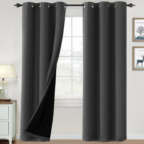 Vista 150 de H.VERSAILTEX Cortinas 100% de opacidad para dormitorio, con aislamiento térmico, cortinas opacas de 63 pulgadas de largo, cortinas de bloqueo