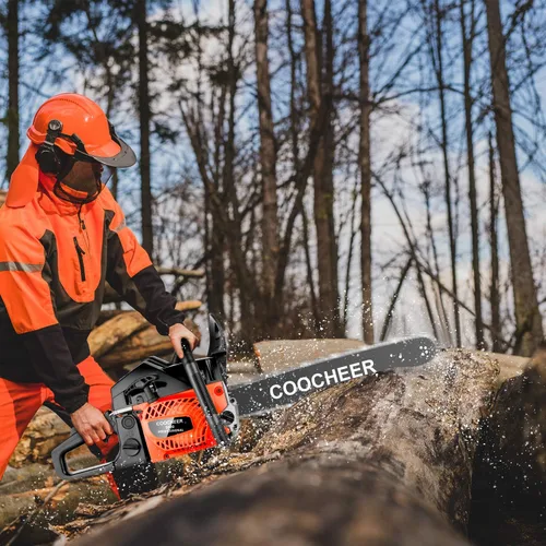 Vista 7 de COOCHEER Motosierra de Gas Mejorada de 62CC 3.5-HP 2 Ciclos de 20 Pulgadas con Bolsa de Transporte y Kit de Herramientas, Motosierras a Gas